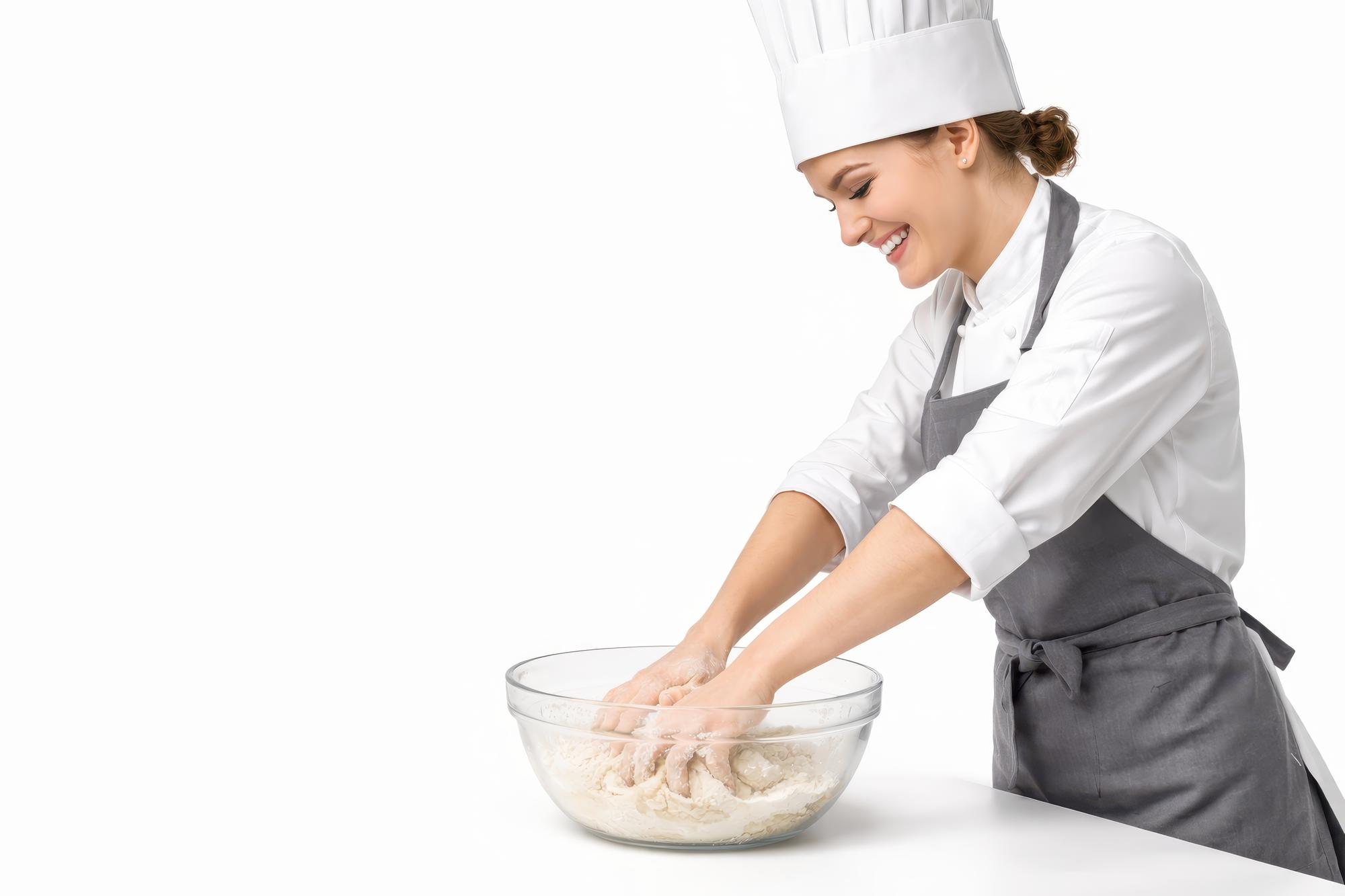 Chef che insegna una tecnica di impasto